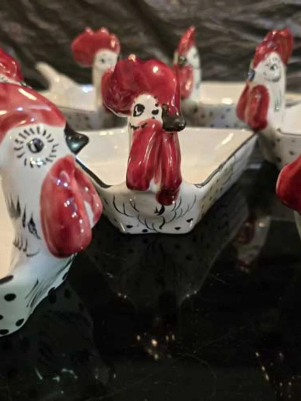 Vintage MCM Crudite Nut Relish Dish Set of 7+ Italian Pottery Rooster White